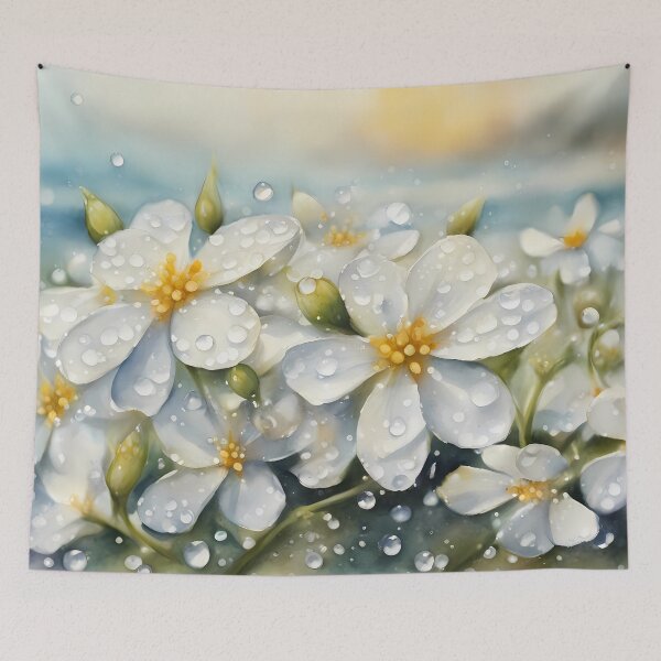 Item preview, White Flowers with Waterdrops designed and sold by CalmnessbyChoice.
