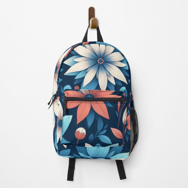 Item preview, Hot Blue and Orange Flower Pattern designed and sold by kgbgallery.