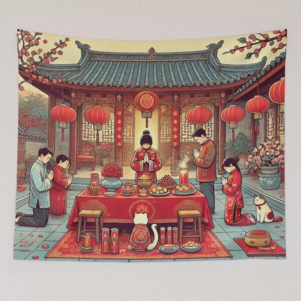 Item preview, Morning Offerings on Lunar New Year's Eve designed and sold by BobArtGallery.
