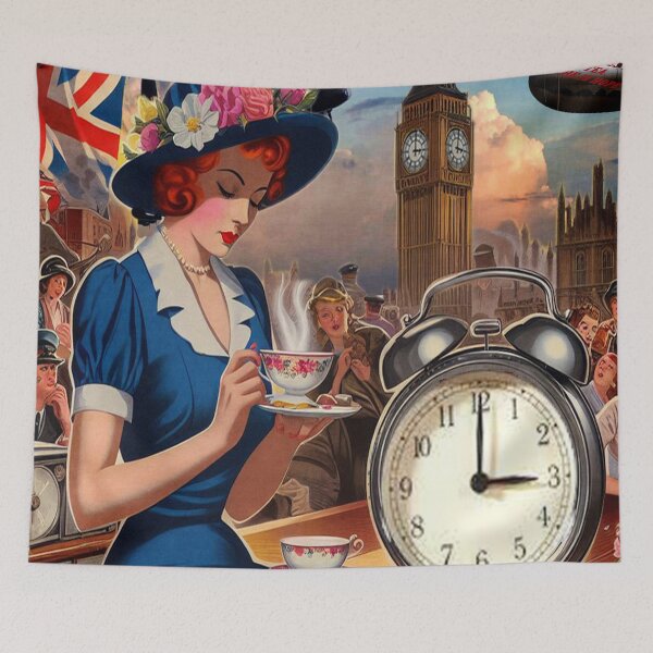 Item preview, WW2 Tea Time Alarm Poster designed and sold by designbywhacky.