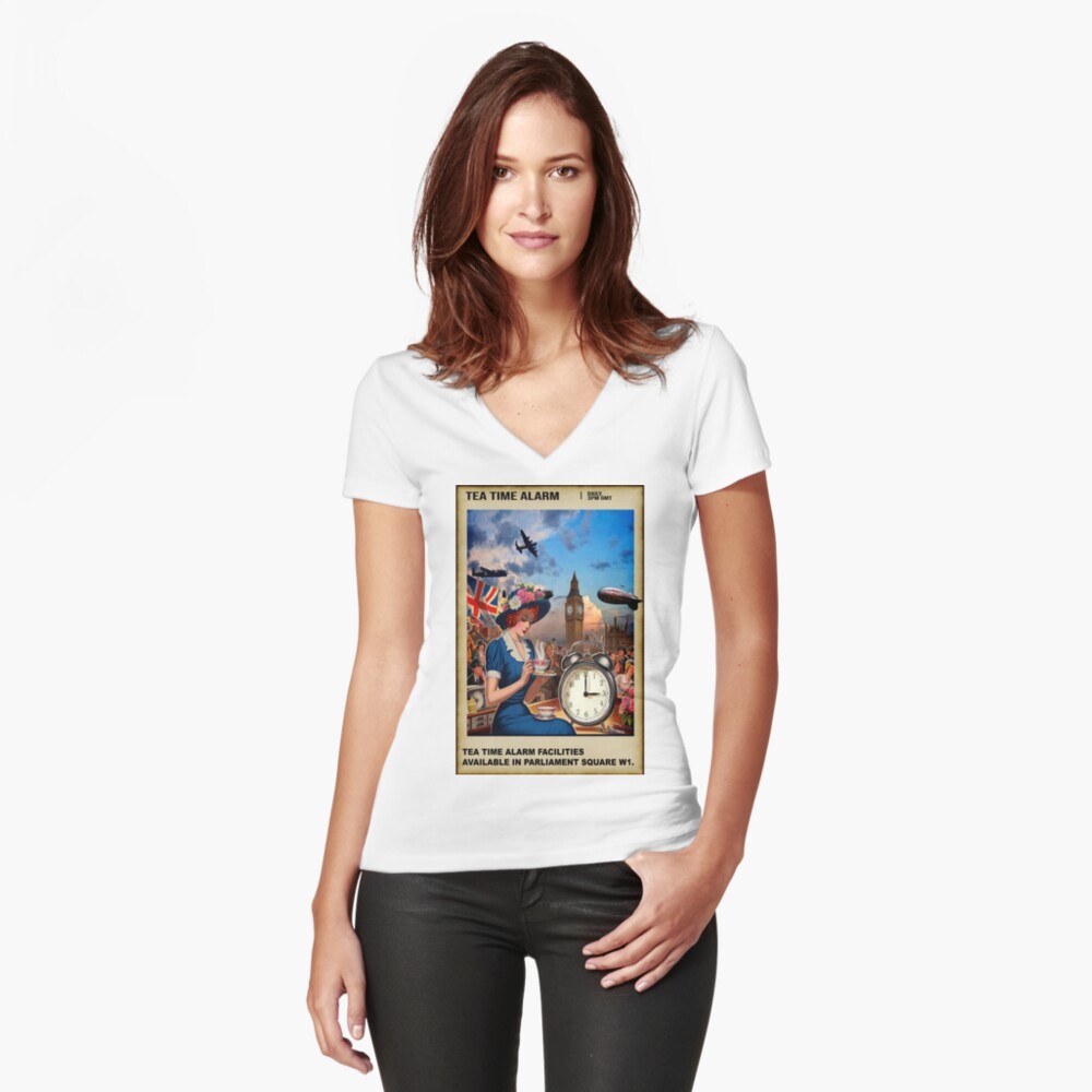 Item preview, Fitted V-Neck T-Shirt designed and sold by bywhacky.