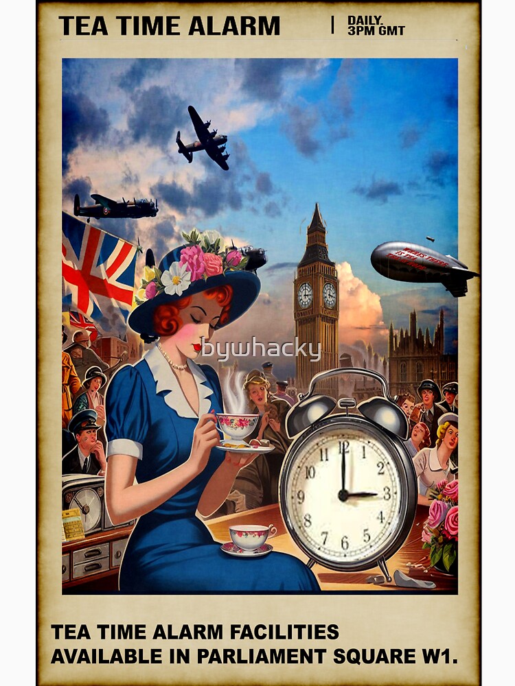 Thumbnail 7 of 7, Classic T-Shirt, WW2 Tea Time Alarm Poster designed and sold by bywhacky.
