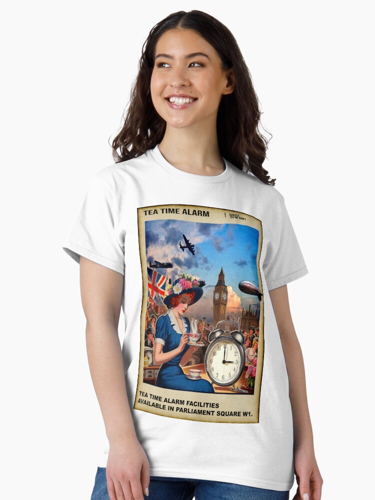 Thumbnail 2 of 7, Classic T-Shirt, WW2 Tea Time Alarm Poster designed and sold by bywhacky.