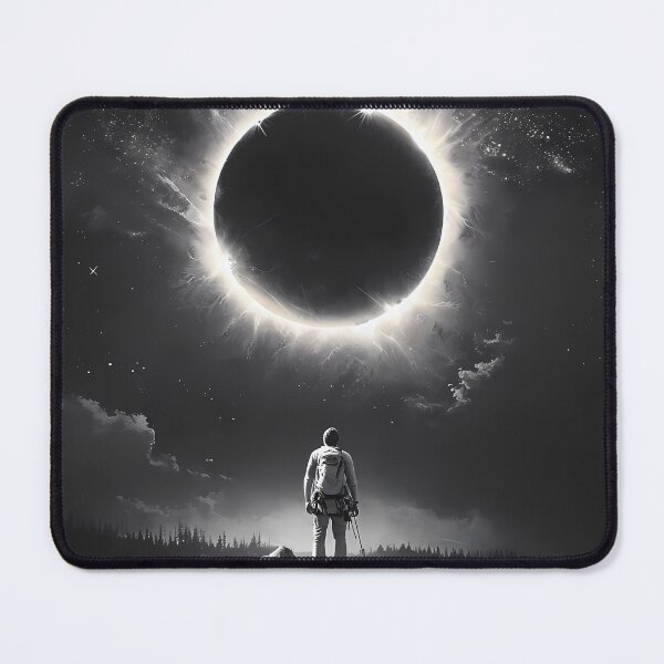 Item preview, Eclipsed Horizon: A Lone Adventurer Witnessing Solar Eclipse designed and sold by Divine Lens Art.