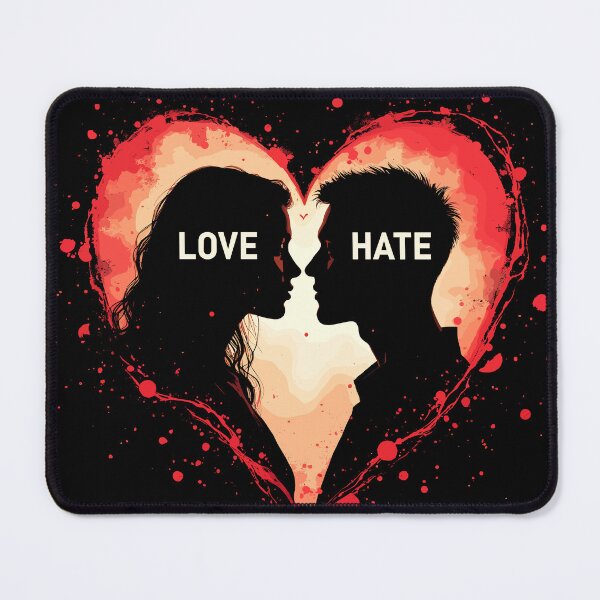 Item preview, Love and Hate Contrast Silhouette Heart designed and sold by Quirky Shirts.