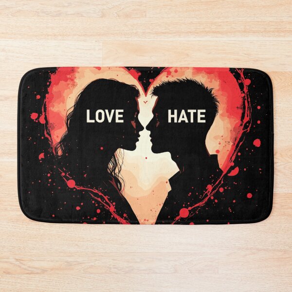 Item preview, Love and Hate Contrast Silhouette Heart designed and sold by Quirky Shirts.