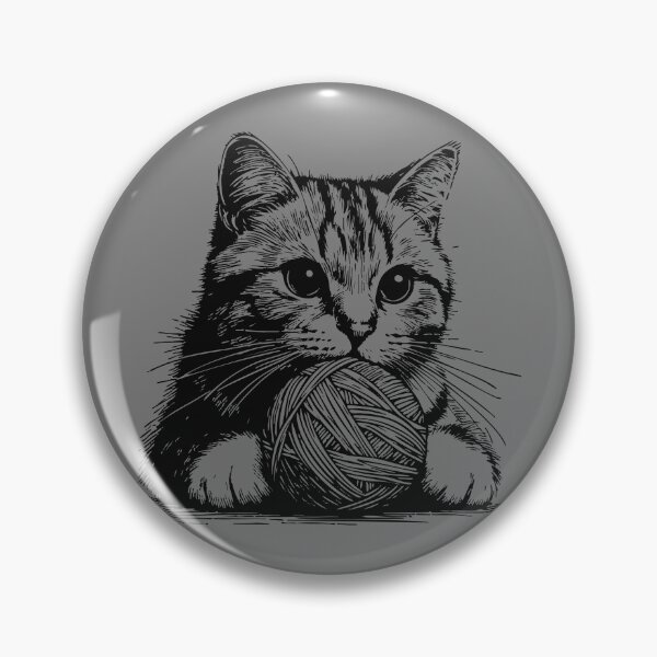 Item preview, Cat Knitting Cat With Yarn Ball Vintage designed and sold by TomFrontierArt.