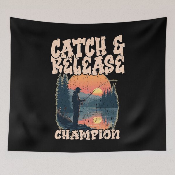 Item preview, CATCH AND RELEASE CHAMPION fishing retro vibe wilderness forest lake fishing lover fish whisperer  designed and sold by Jt41.
