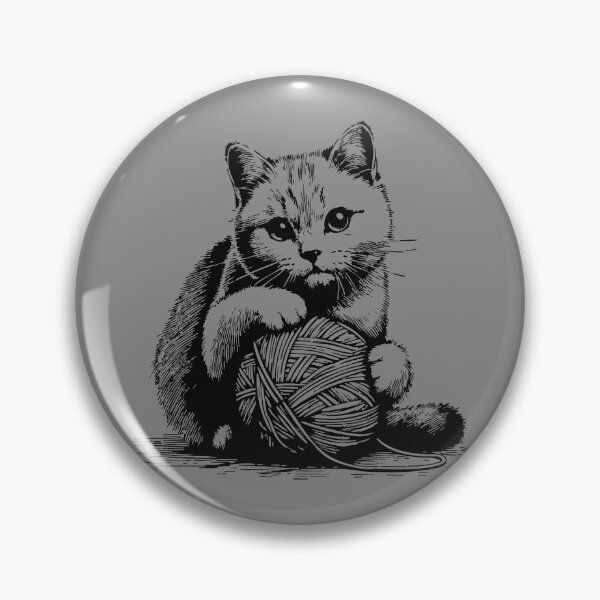 Item preview, Cat And Knitting Cat With Yarn Ball Vintage designed and sold by TomFrontierArt.