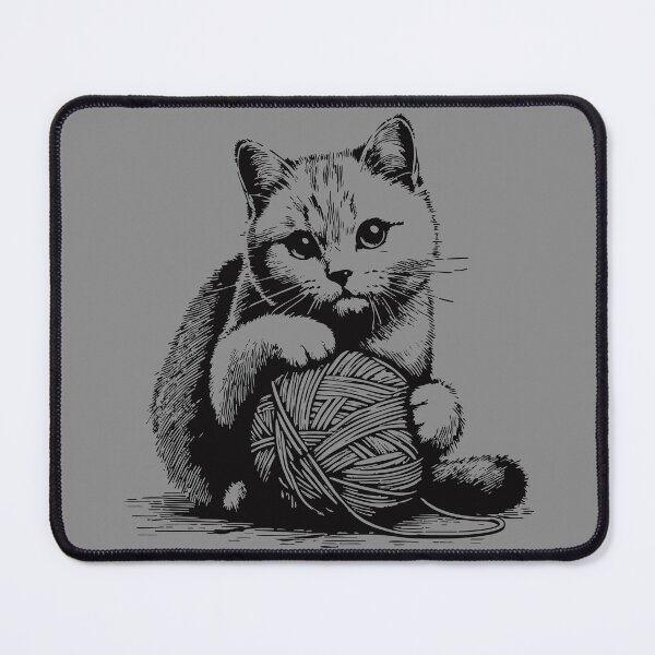 Item preview, Cat And Knitting Cat With Yarn Ball Vintage designed and sold by TomFrontierArt.