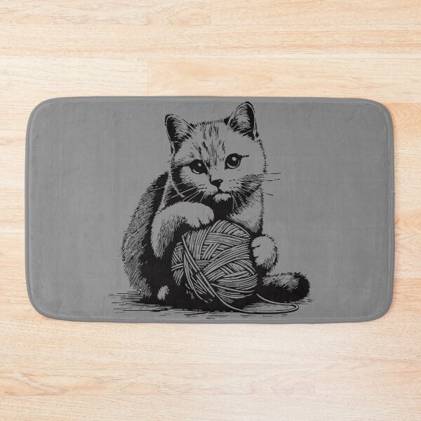 Item preview, Cat And Knitting Cat With Yarn Ball Vintage designed and sold by TomFrontierArt.