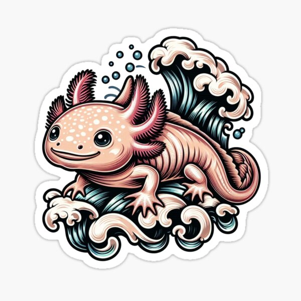 Item preview, Vintage Kawaii Axolotl designed and sold by KingCuppaDigitalArt.