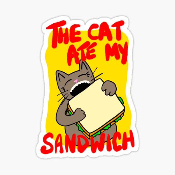 Vista previa del artículo con la obra «El gato se comió mi sándwich», diseñado y vendido por Superdoodledo.