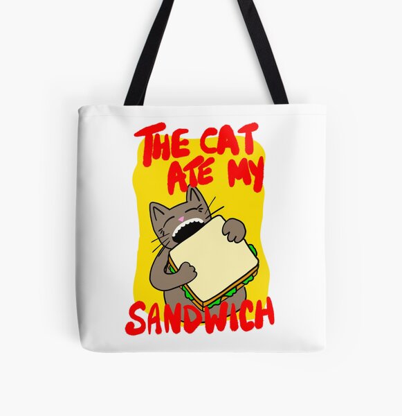 Vista previa del artículo con la obra «El gato se comió mi sándwich», diseñado y vendido por Superdoodledo.