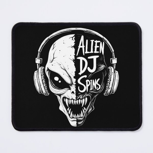 Item preview, Alien DJ Spins Skull Headphone Art designed and sold by Quirky Shirts.