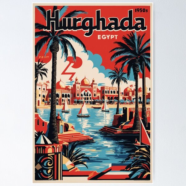 Vista previa del artículo con la obra «Turismo de viajes vintage en Hurghada, Egipto», diseñado y vendido por TravelersGems.