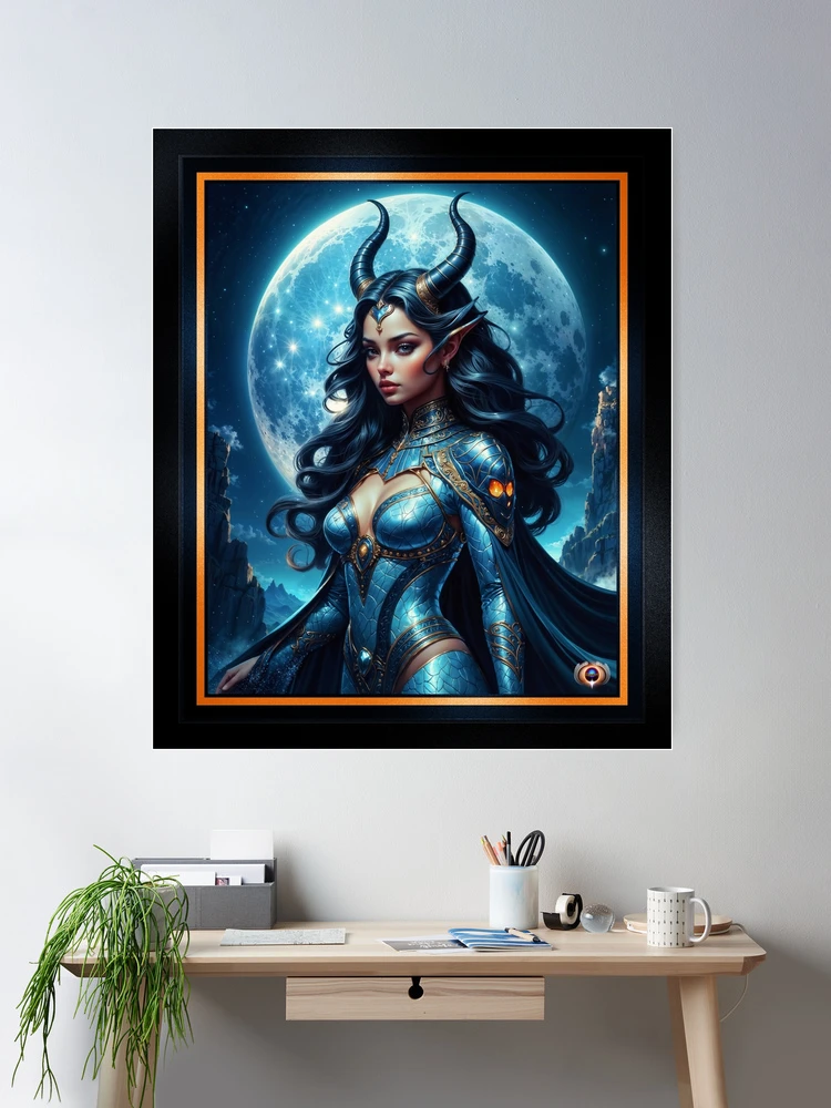 Portrait of The Mystical Beauty Elowen Valemara Striking AI Concept Art by Xzendor7 Room Decor Poster Art Print