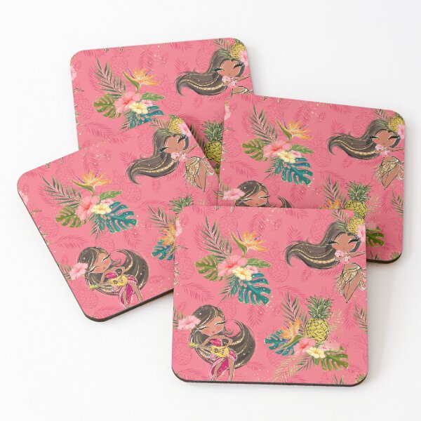 Item preview, Hula Girls Tropical Pattern on Pink designed and sold by KaramfilaS.