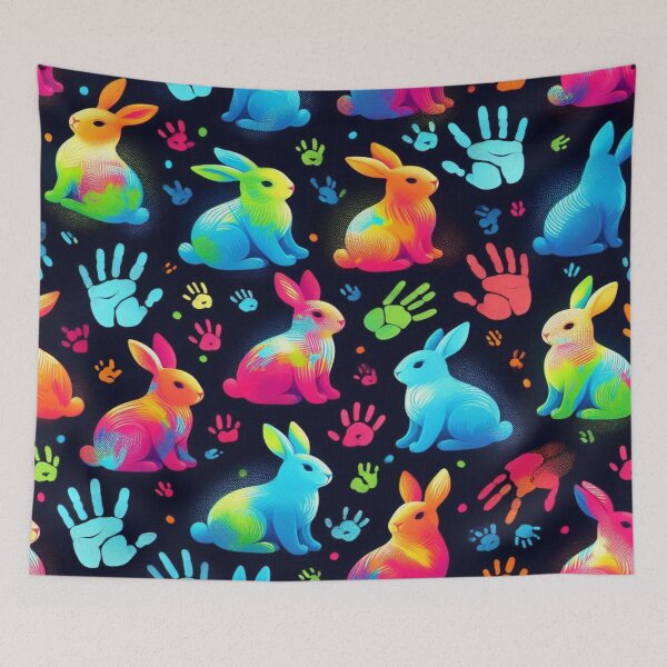 Item preview, Neon Bunny Silhouettes Pattern Premium Cool Trendy Best Gift designed and sold by Imaginarium of Chaos falcon88 .