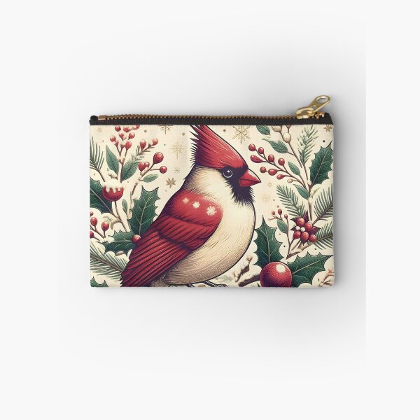 Item preview, Vibrant Cardinal Bird on Snow-Dusted Holly Branch - Festive Winter Illustration designed and sold by PandaTShirtShop.