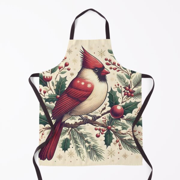 Item preview, Vibrant Cardinal Bird on Snow-Dusted Holly Branch - Festive Winter Illustration designed and sold by PandaTShirtShop.