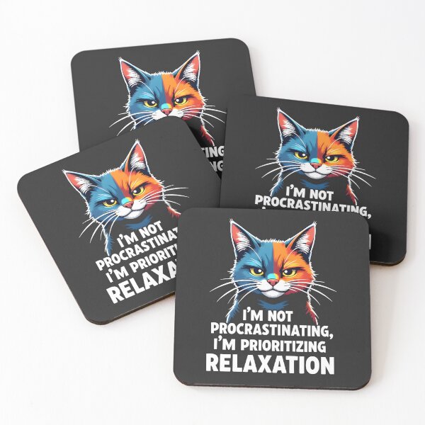 Item preview, Not procrastinating, Prioritizing relaxation Cat Design designed and sold by FoxyJags.