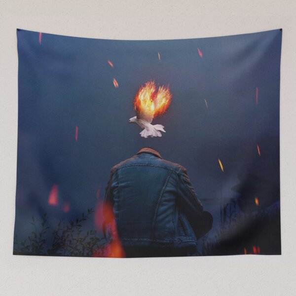 Item preview, What Was Meant to Be: Surreal Headless Man and Fiery-Winged Pigeon  designed and sold by seamless.