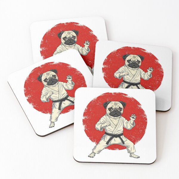 Item preview, Hilarious Pug Karate Judo Art with Japanese Flag designed and sold by JUSTBEELEGANT.