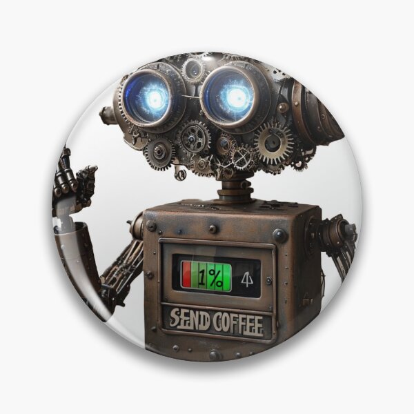 Item preview, “Low Battery, Need Coffee - Robot Sticker” designed and sold by KonTagDesign.