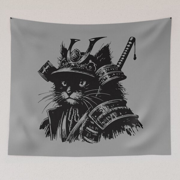 Item preview, Cat Samurai Portrait Japan Vintage designed and sold by TomFrontierArt.