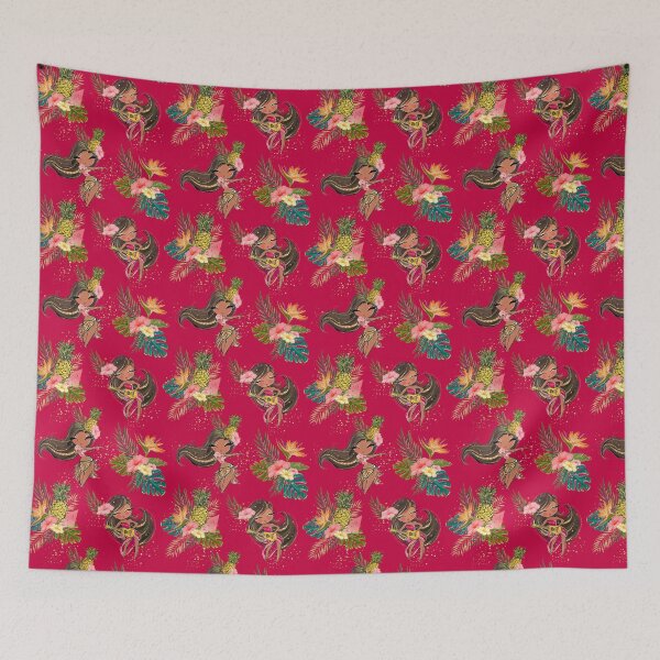 Item preview, Hula Girls Tropical Pattern on Red designed and sold by KaramfilaS.