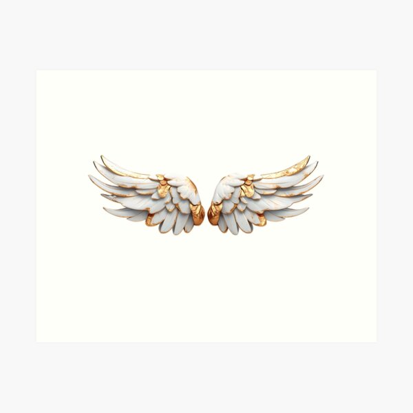 Item preview, White and gold wings with elegant feather details designed and sold by IraPana.