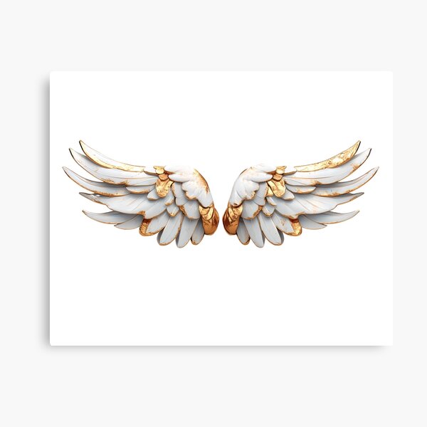 Item preview, White and gold wings with elegant feather details designed and sold by IraPana.