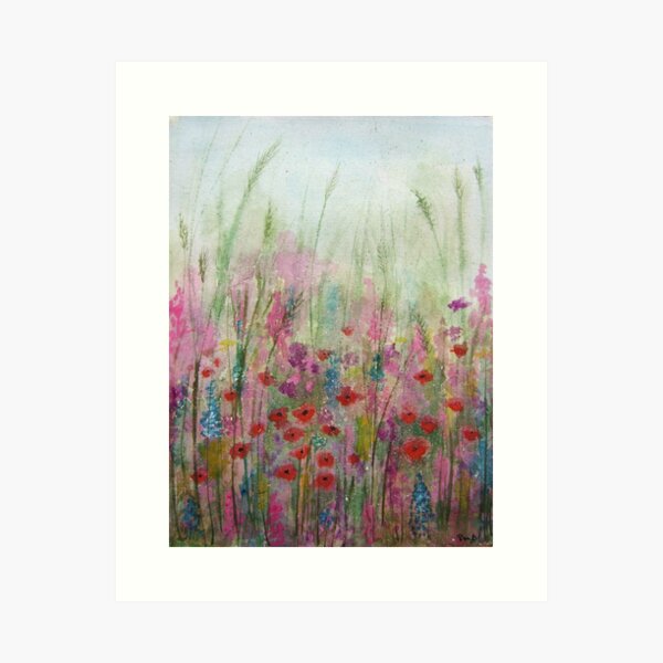 'Spring Meadow' - original watercolour by Penny Bonser Art Print