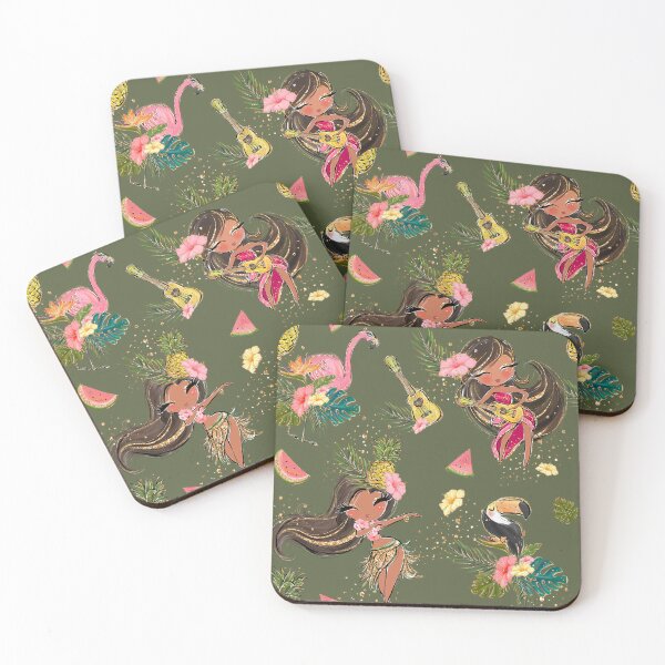 Item preview, Hula Girls Tropical Pattern on Green designed and sold by KaramfilaS.