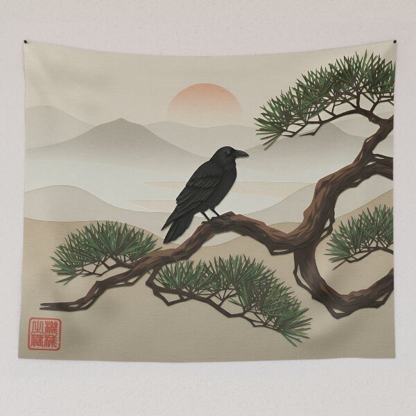 Item preview, The Dawn Watcher: A Raven’s Morning Reflection - japanese paper craft designed and sold by omosiro-jp.