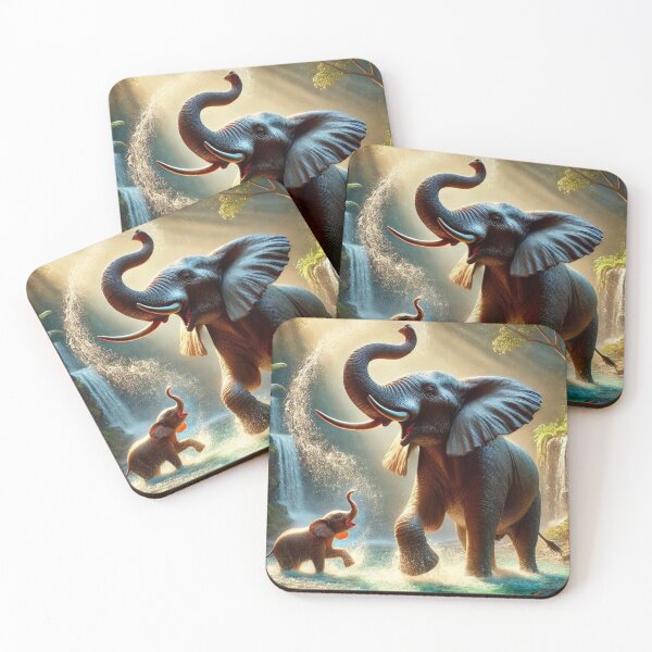 Item preview, Playful Elephant Joy – A Magical Moment in the Water designed and sold by M-Masterpieces.