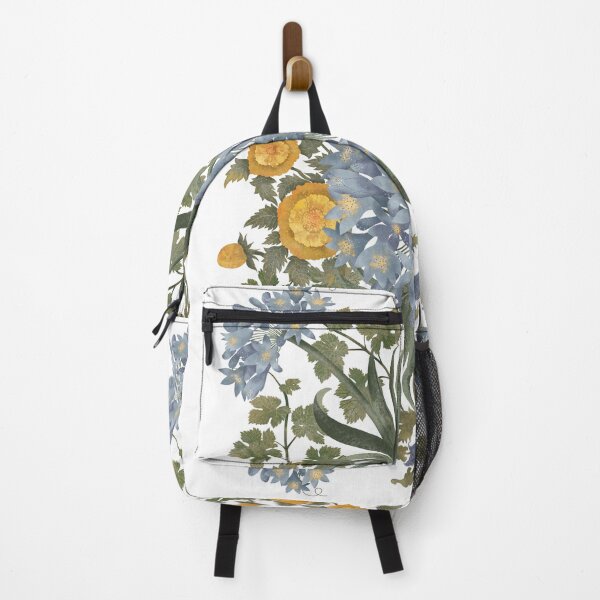 Item preview, Botanical watercolor composition with blue and yellow flowers and green leaves designed and sold by Grin Katalina Floral Patterns & Cozy Art.