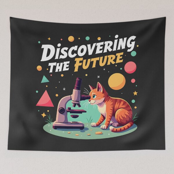 Item preview, Curious Cat checking Microscope - "Discovering the Future" designed and sold by FoxyJags.