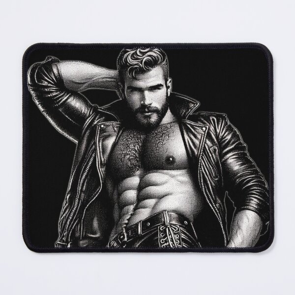 Item preview, 1950s Gay Leather Daddy Pose Berlin Leder Pride Graphic Design designed and sold by ItsAKinkThing.