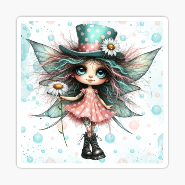 Item preview, Whimsical Fairy with white Daisy designed and sold by feathereddaisy.