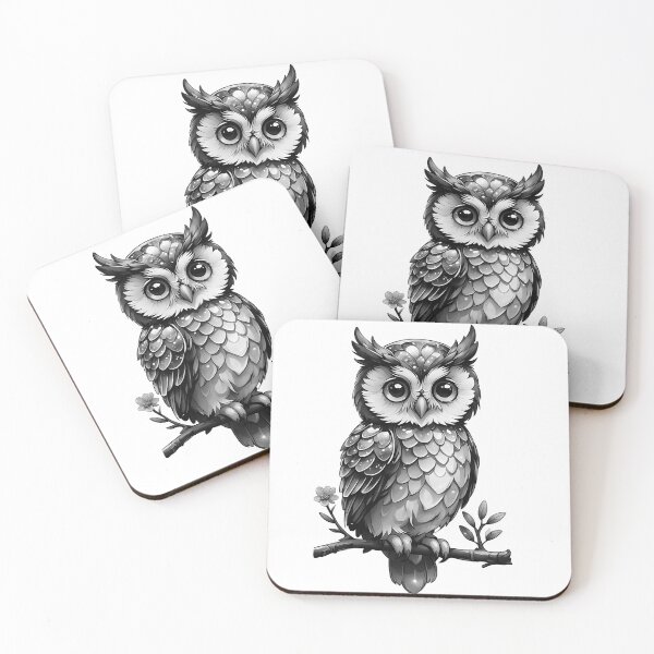 Item preview, Owl on a flowering branch - black and white designed and sold by dedoma.