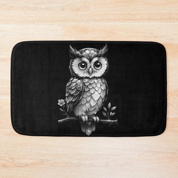 Item preview, Owl on a flowering branch - black and white designed and sold by dedoma.