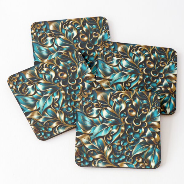 Item preview, Abstract Fruit on a Vine - Teal & Gold Line Details designed and sold by Juliette Ozkalfayan.