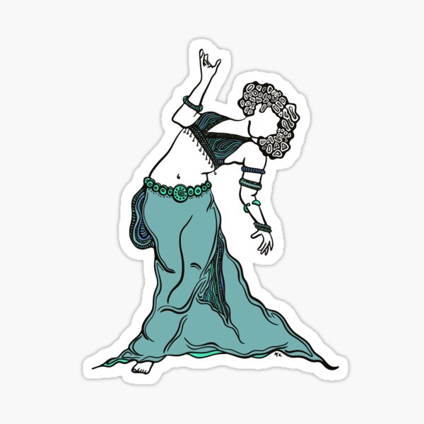 Item preview, Back Bend Belly Dancer BLUE GREEN designed and sold by LayerCakeDigDes.