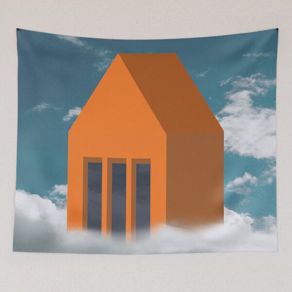 Item preview, Fly beyond your dreams - Illustration Blue Sky Clouds Orange House designed and sold by EMJAYHeiss.