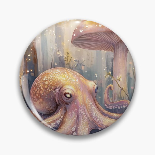Item preview, Shimmering spores, glowing mushrooms, and an octopus guardian of the forest designed and sold by SporeandCanvas.