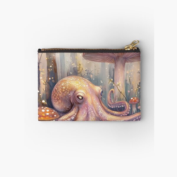 Item preview, Shimmering spores, glowing mushrooms, and an octopus guardian of the forest designed and sold by SporeandCanvas.