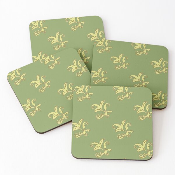 Item preview, Acanthus - Stylized yellow acanthus leaf on a green background designed and sold by EMJAYHeiss.