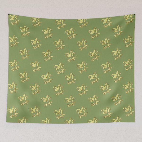 Item preview, Acanthus - Stylized yellow acanthus leaf on a green background designed and sold by EMJAYHeiss.